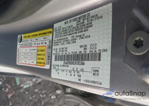 2020 Ford Fusion Se z USA, uszkodzony, nr VIN 3FA6P0HD0LR185366